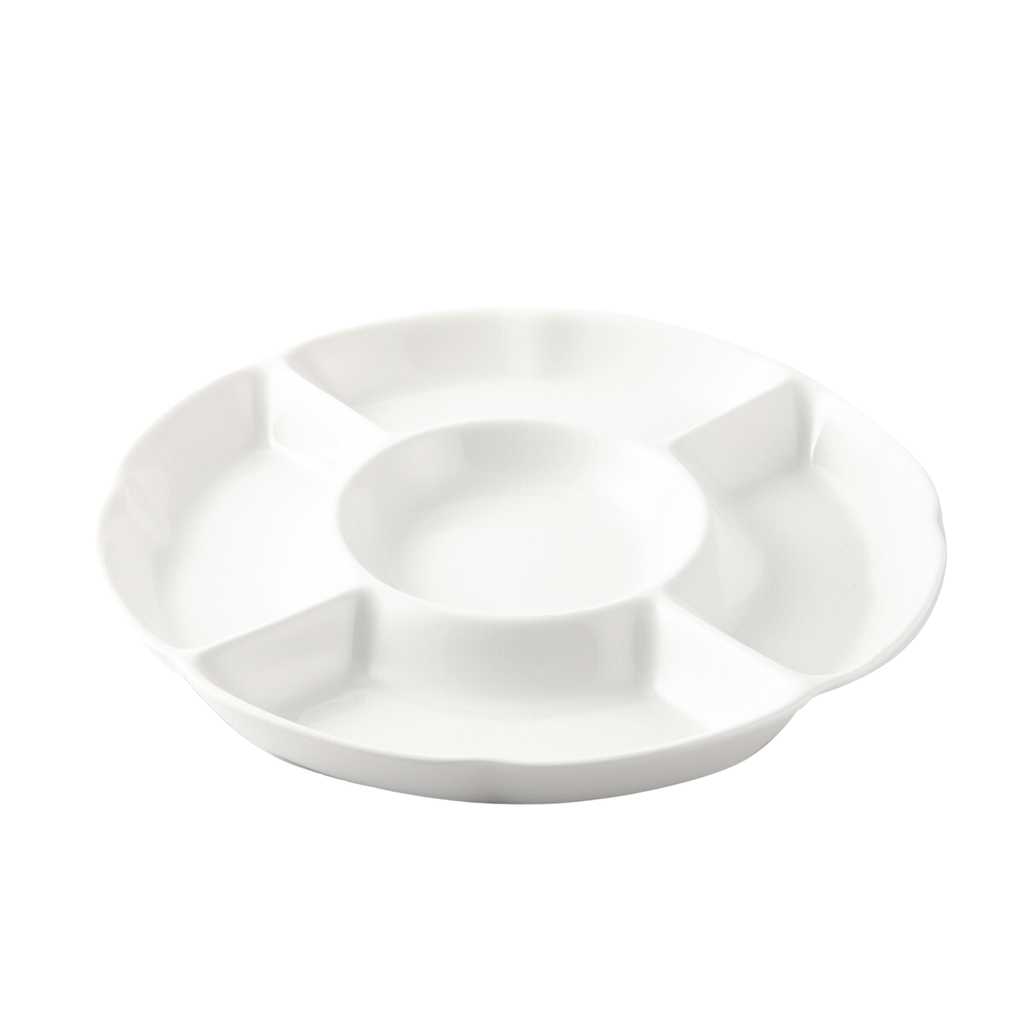 Porceletta Ivory Porcelain Mezza 5 Compartment Divider Plate