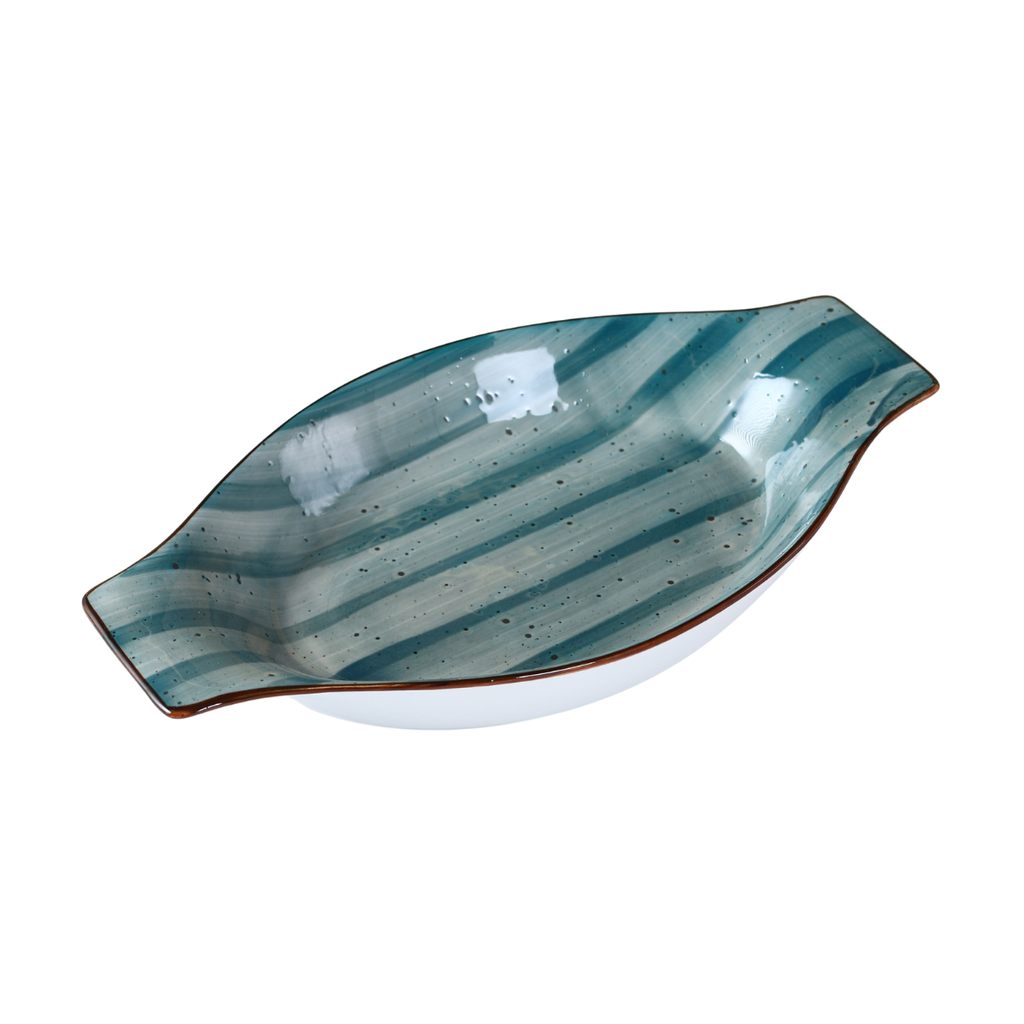 Porceletta Green Color Glazed Porcelain Banana Plate 8.5" / 21.5 cm