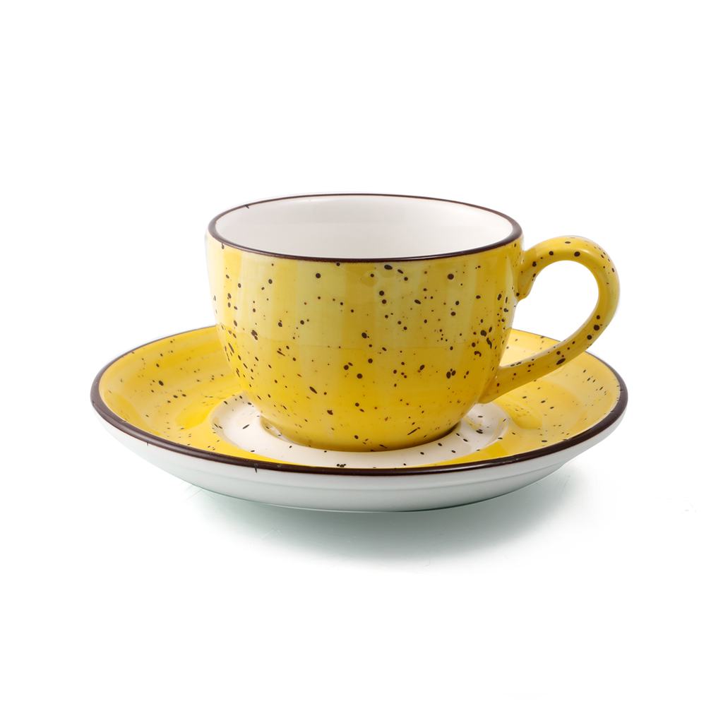 Porceletta Yellow Color Glazed Porcelain Coffee Cup & Saucer 80 ml