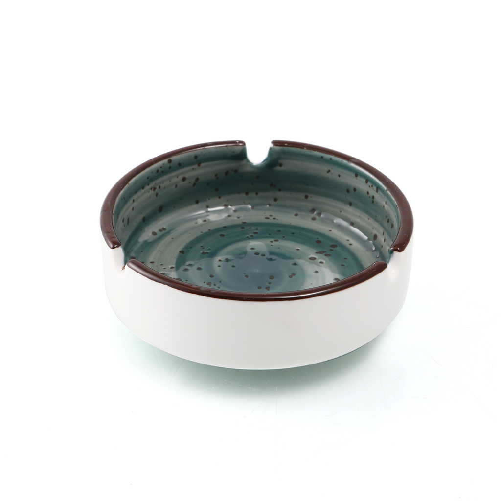 Porceletta Green Color Glazed Porcelain Round Ashtray 4"