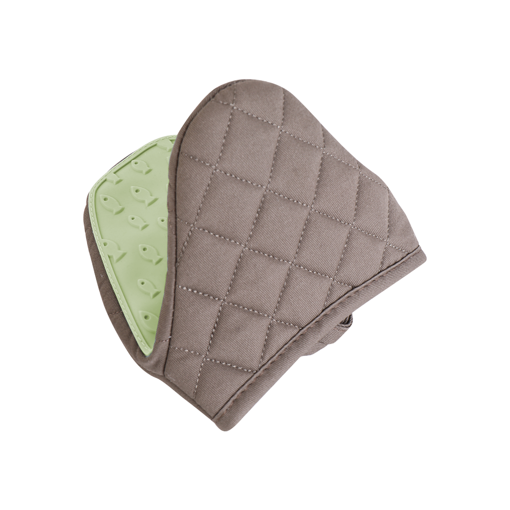 Vague Silicone Oven Mitts Green & Brown 14 cm x 14 cm