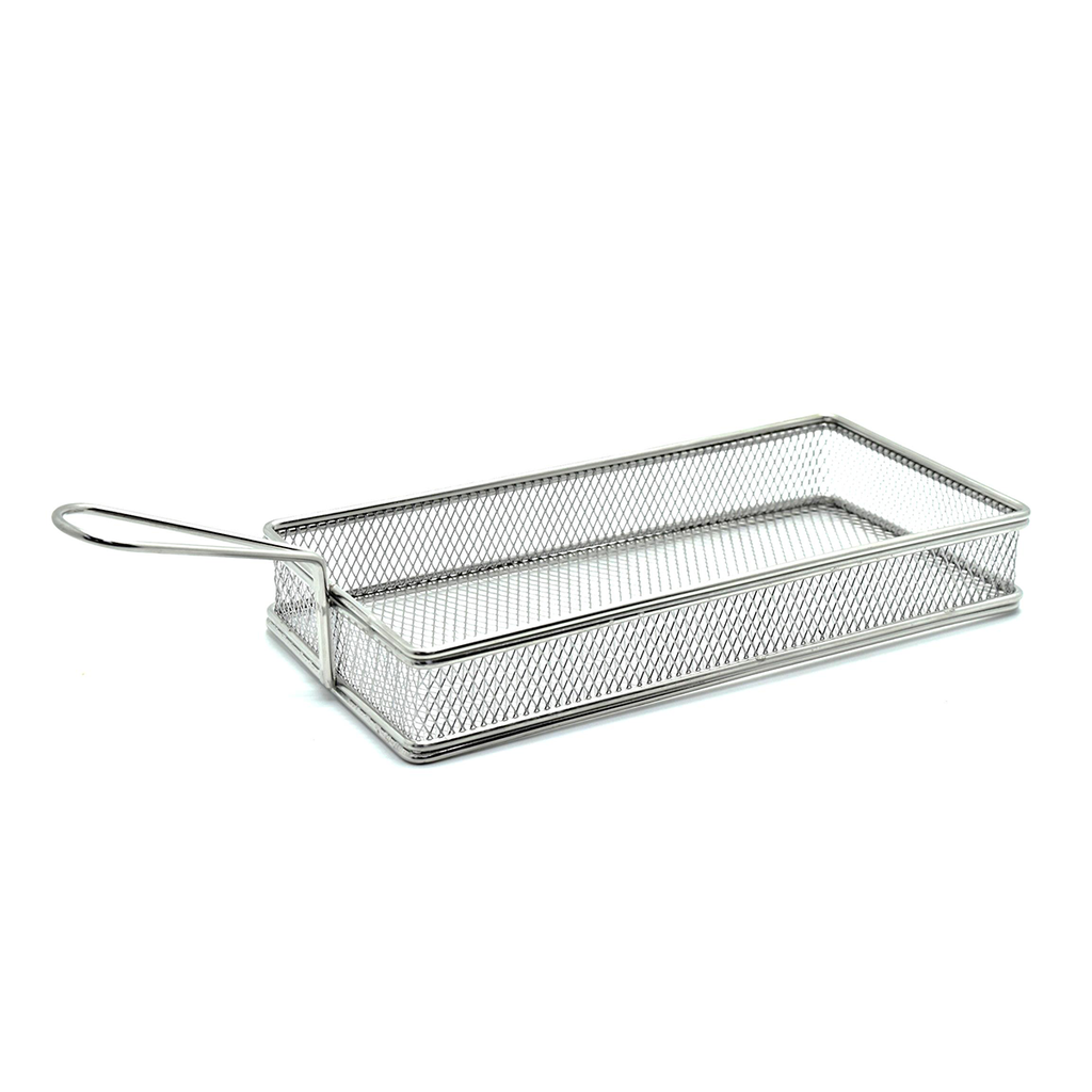 Vague Stainless Steel Reactangular Fry Basket Large with Handle