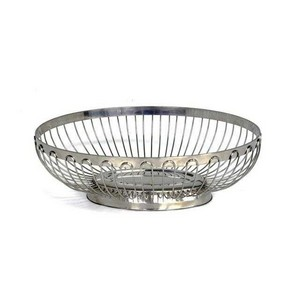Vague Stainless Steel Oval Bread Fruit Basket 9.5 cm