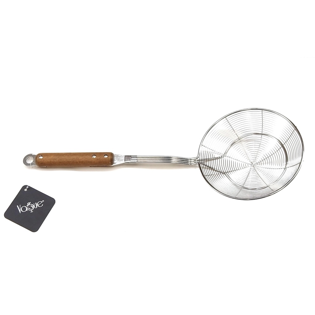 Stainless Steel Wooden Handle Skimmer 14cm