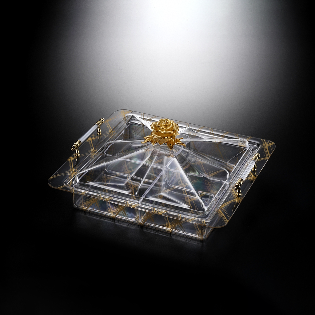 Vague Acrylic Serving Set with 4 Bowls - Gold