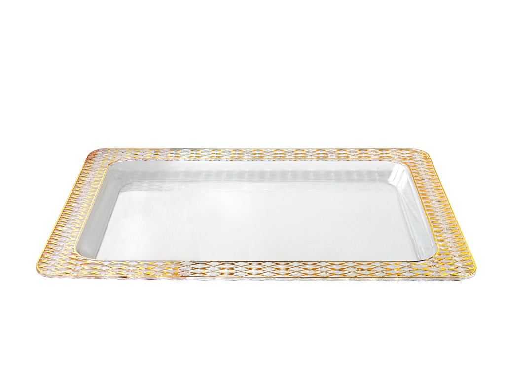 Vague Acrylic Transparent & Golden Rectangular Tray 68 cm x 50 cm Tog Design