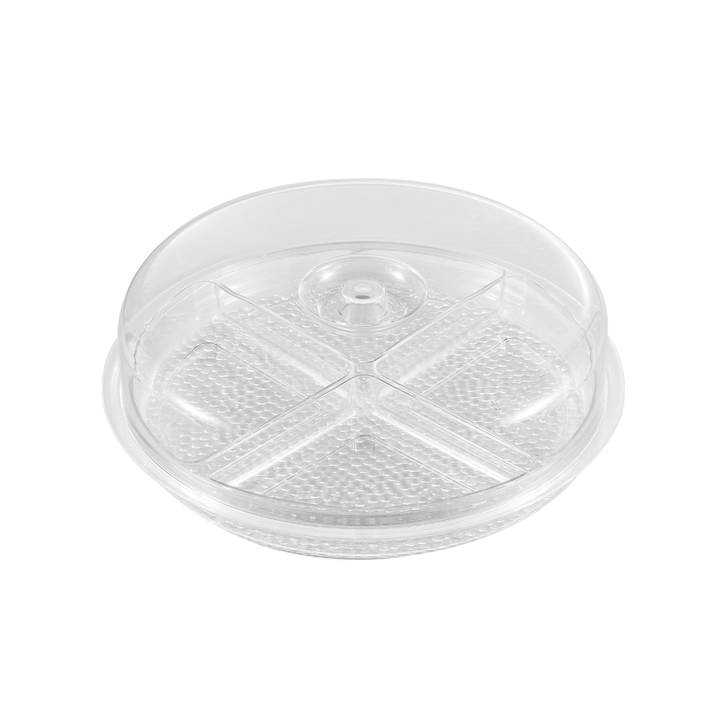 Vague Round Acrylic Candy Box With 4 Inner Bowls 12''