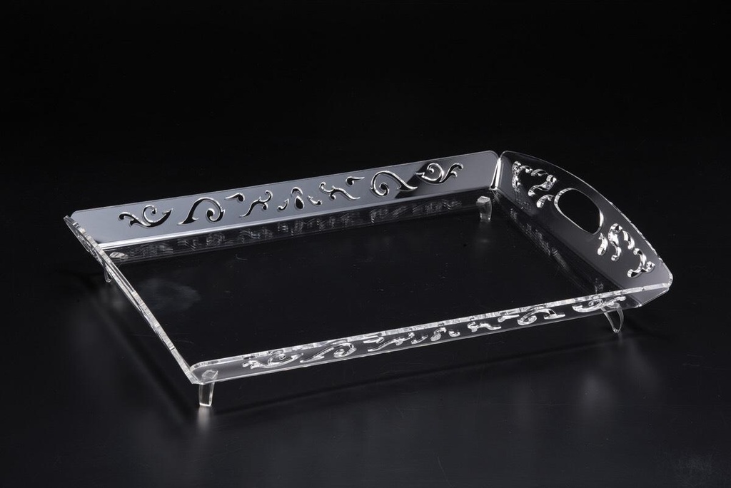 Vague Acrylic Laser Tray Footed Clear 56.5 cm