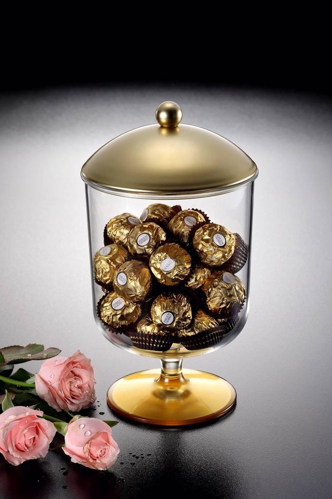 Vague Acrylic Round Candy Box Large Gold
