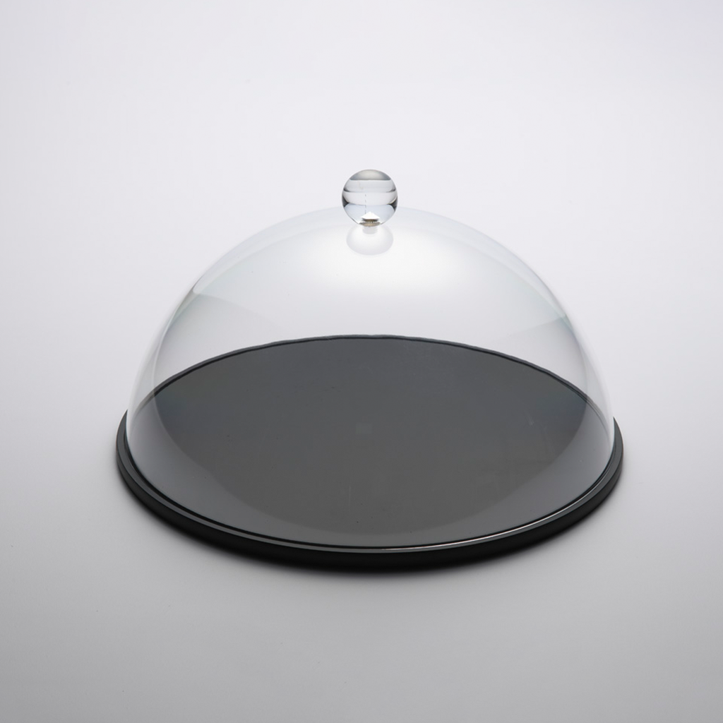 Vague Round Wooden Serving Platter with Acrylic Cover Set 31 cm