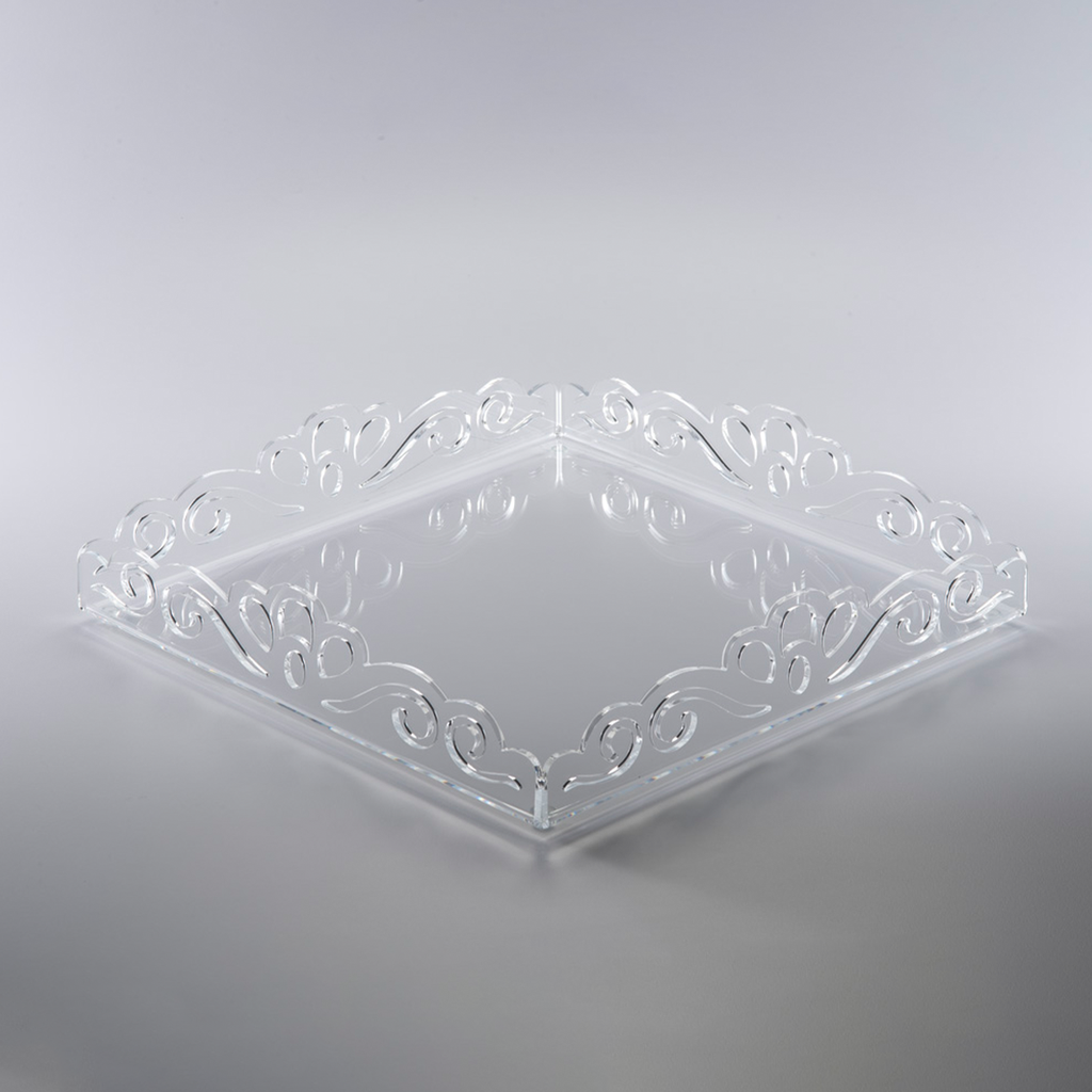 Vague Acrylic Square Laser Tray 40 cm Transparent