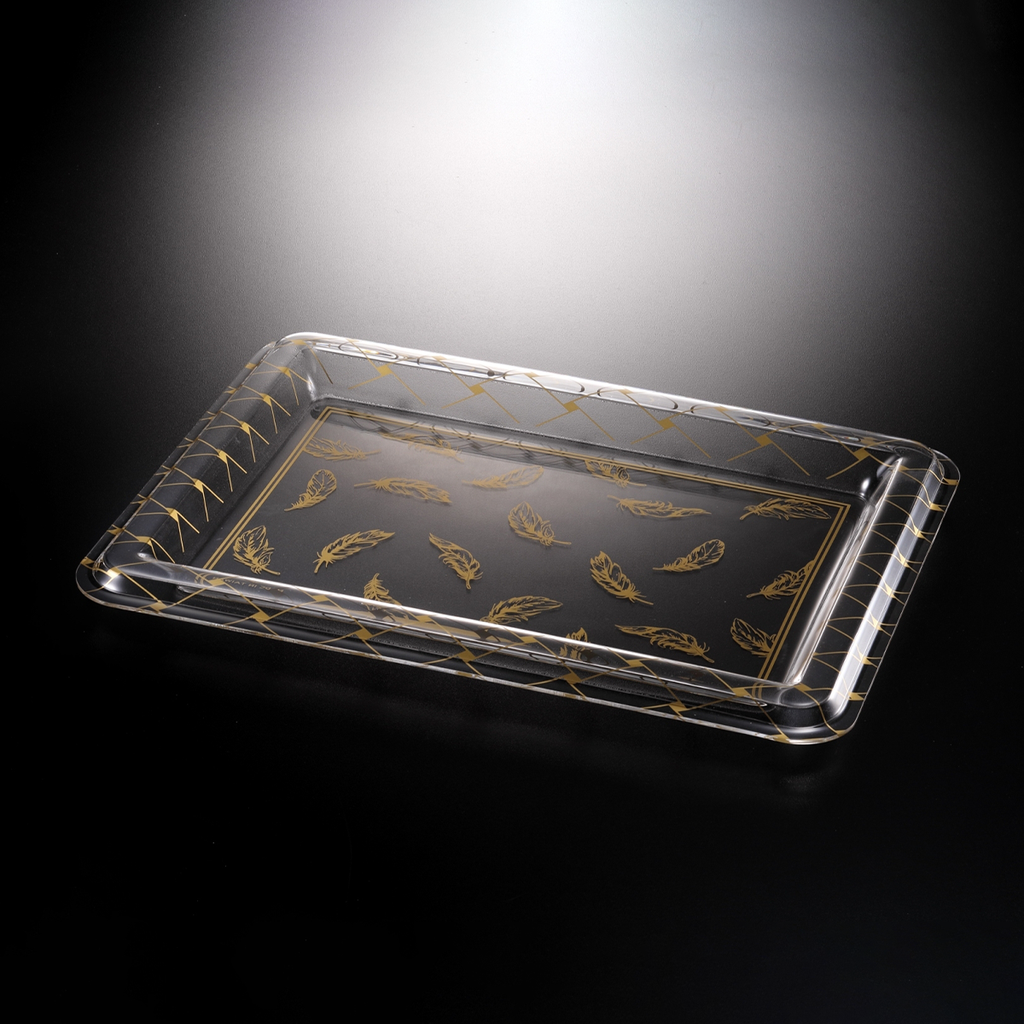 Vague Acrylic Tray/Golden leaf design