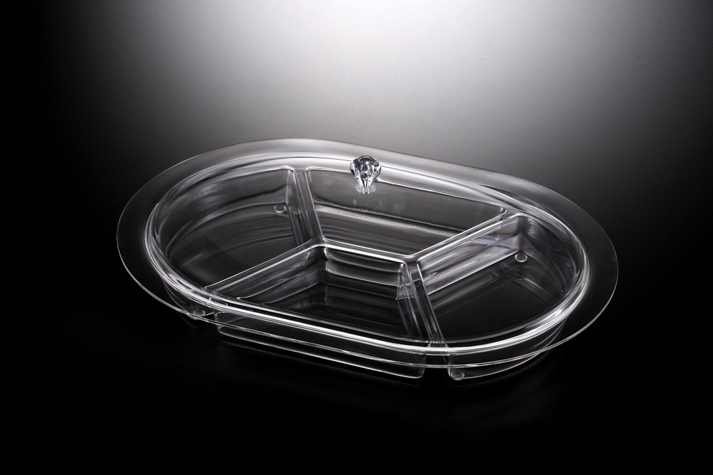 Vague Acrylic Oval Serving Set with Dividers