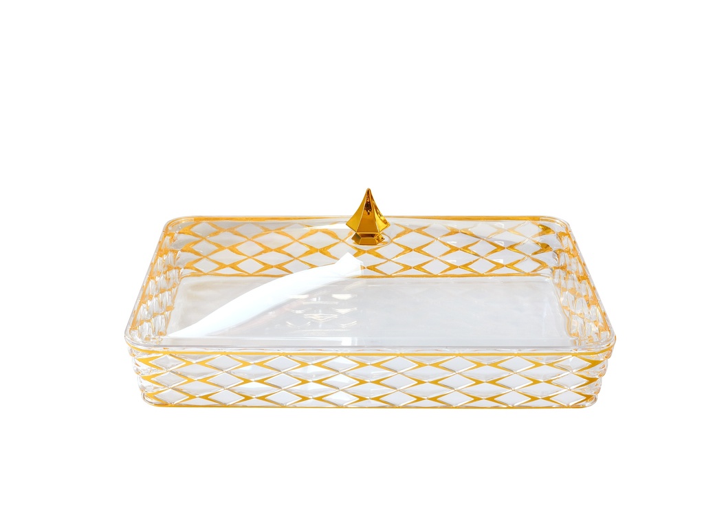 Vague Acrylic Transparent & Golden Rectangular Big Candy Box with Cover 40.2 cm x 27.2 cm Tog Design