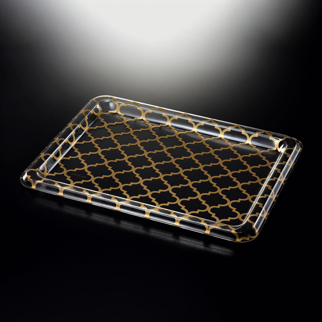 Vague Acrylic Traditional Tray Clear with Gold 68 cm