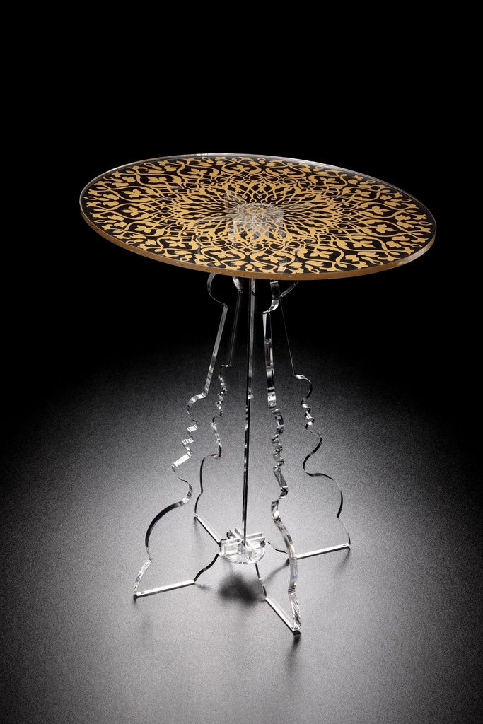 Vague Heavy Oval Golden Acrylic Coffee Table