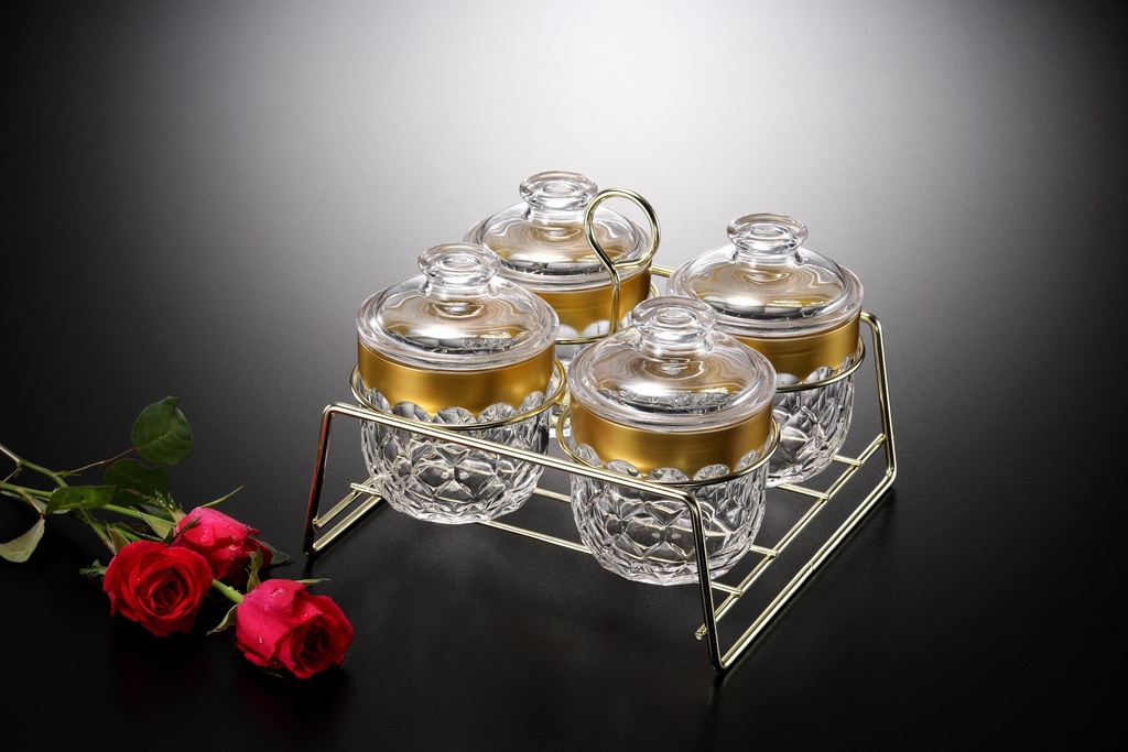 Vague Acrylic 4 Jars Set with Stand