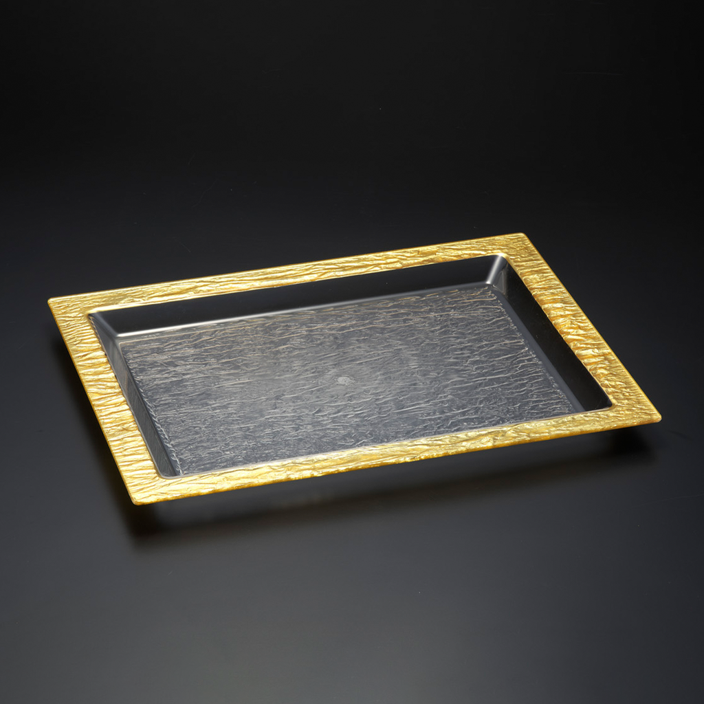 Vague Acrylic Serving Tray Bark Gold 56 cm