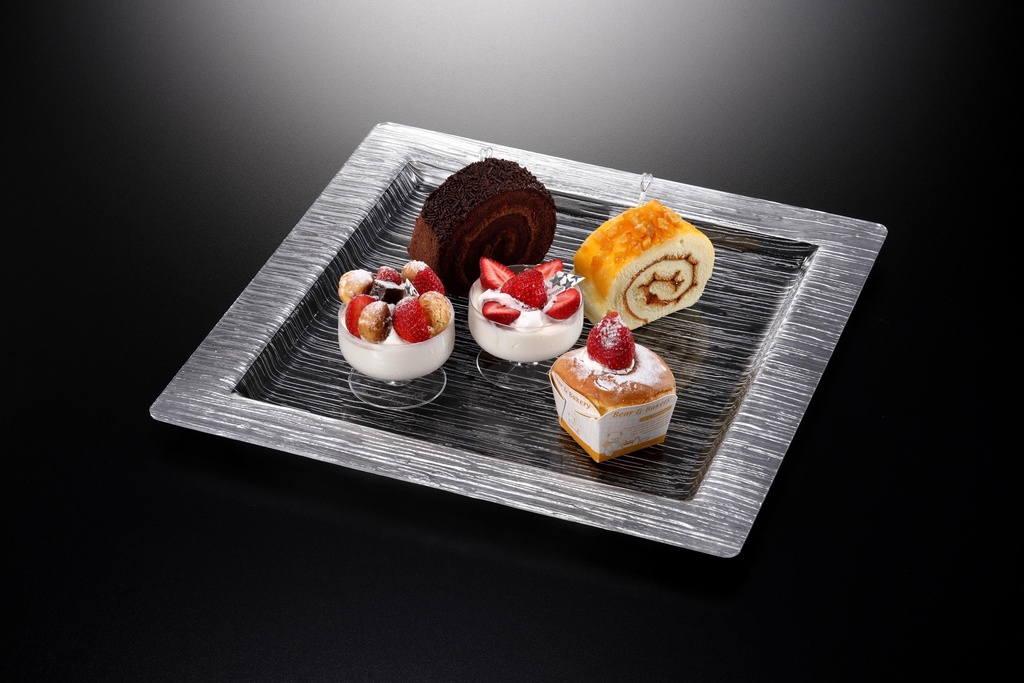 Vague Acrylic Square Serving Plate Bark Silver 31 cm Taiwan