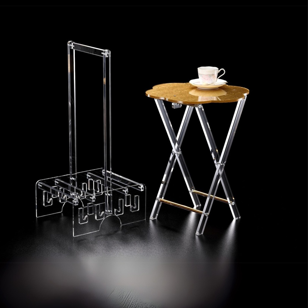 Vague Four Piece Acrylic Tables Set Bark Design