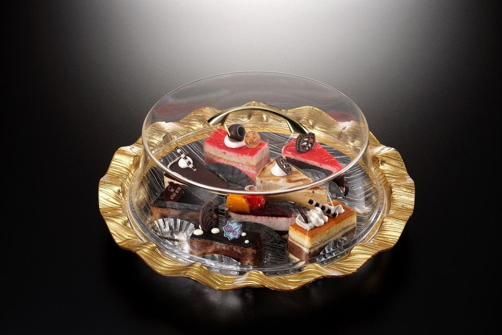 Vague Acrylic Round Cake Box Gold 42 cm