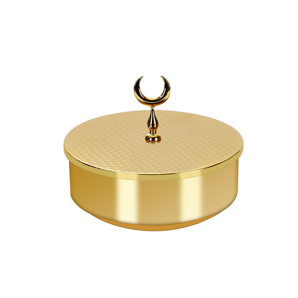 Vague Golden Round Steel Candy Box 12.3 cm
