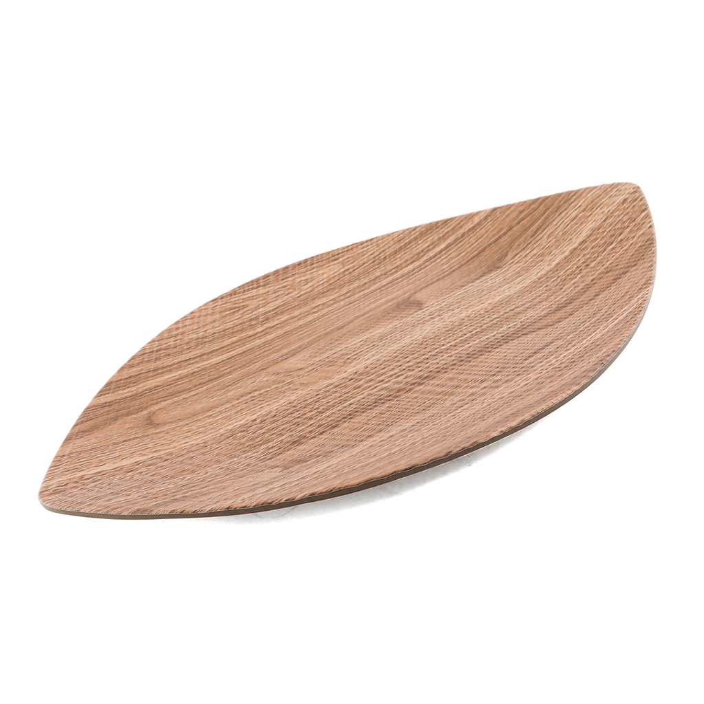 Vague Melamine Wooden Leaf Plate 13"