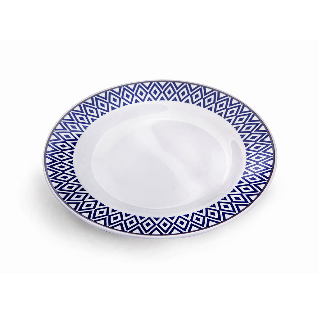 Vague Melamine Round Plate Blue 8"