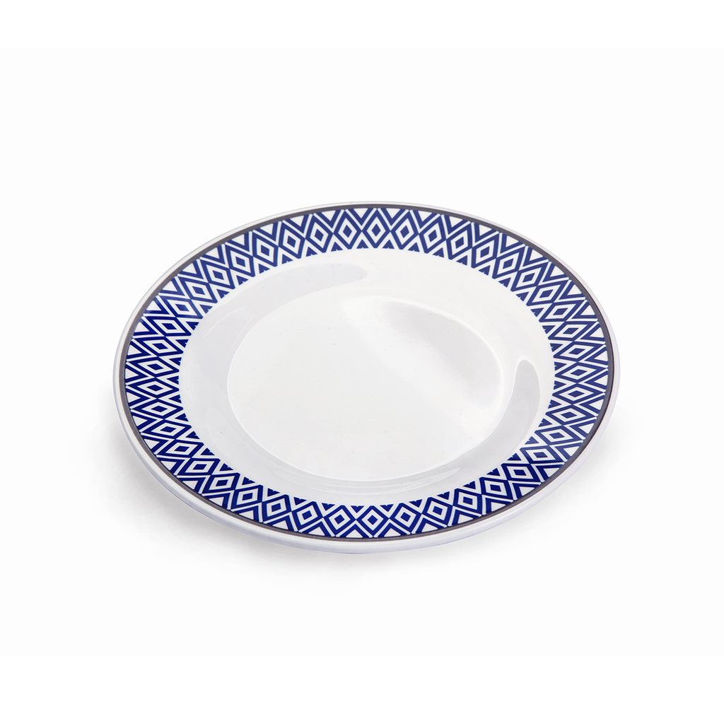 Vague Melamine Round Plate Blue Line 6"