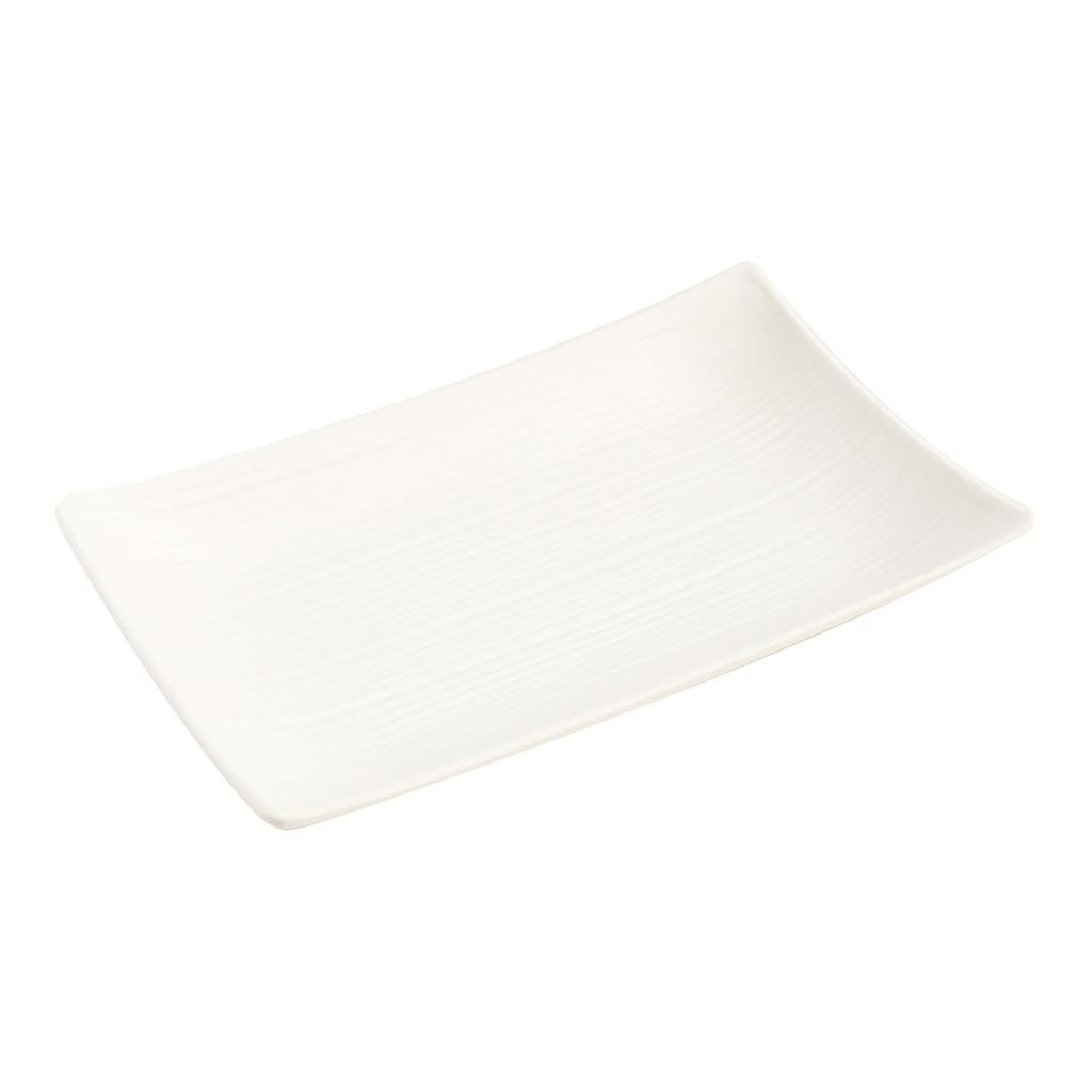 Vague White Melamine Rectangular Plate 21 cm x 13 cm