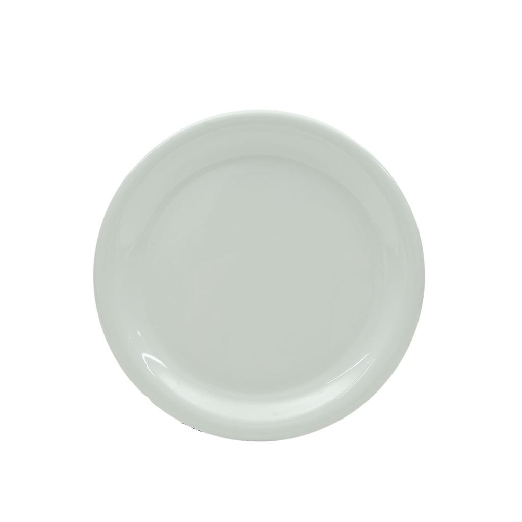 Vague White Melamine Round Plate 23 cm