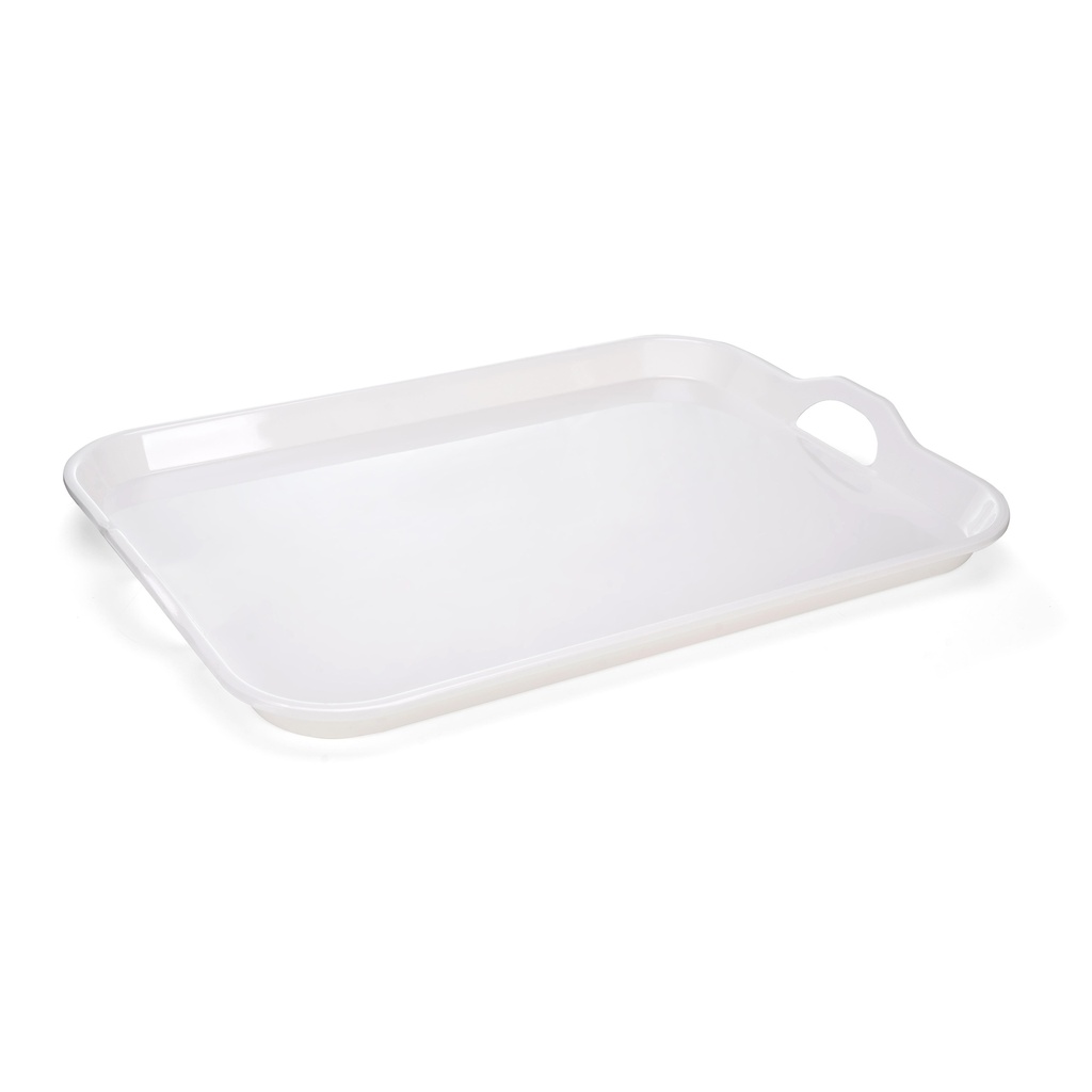 Vague Melamine Rectangular Tray with Handle 20.5" Ivory