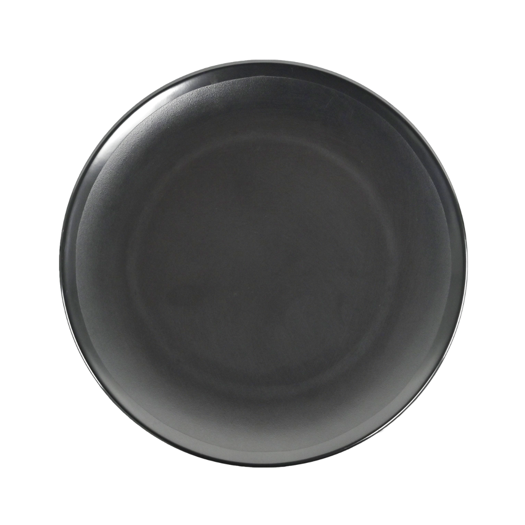 Vague Black Melamine Round Meat Plate 10"