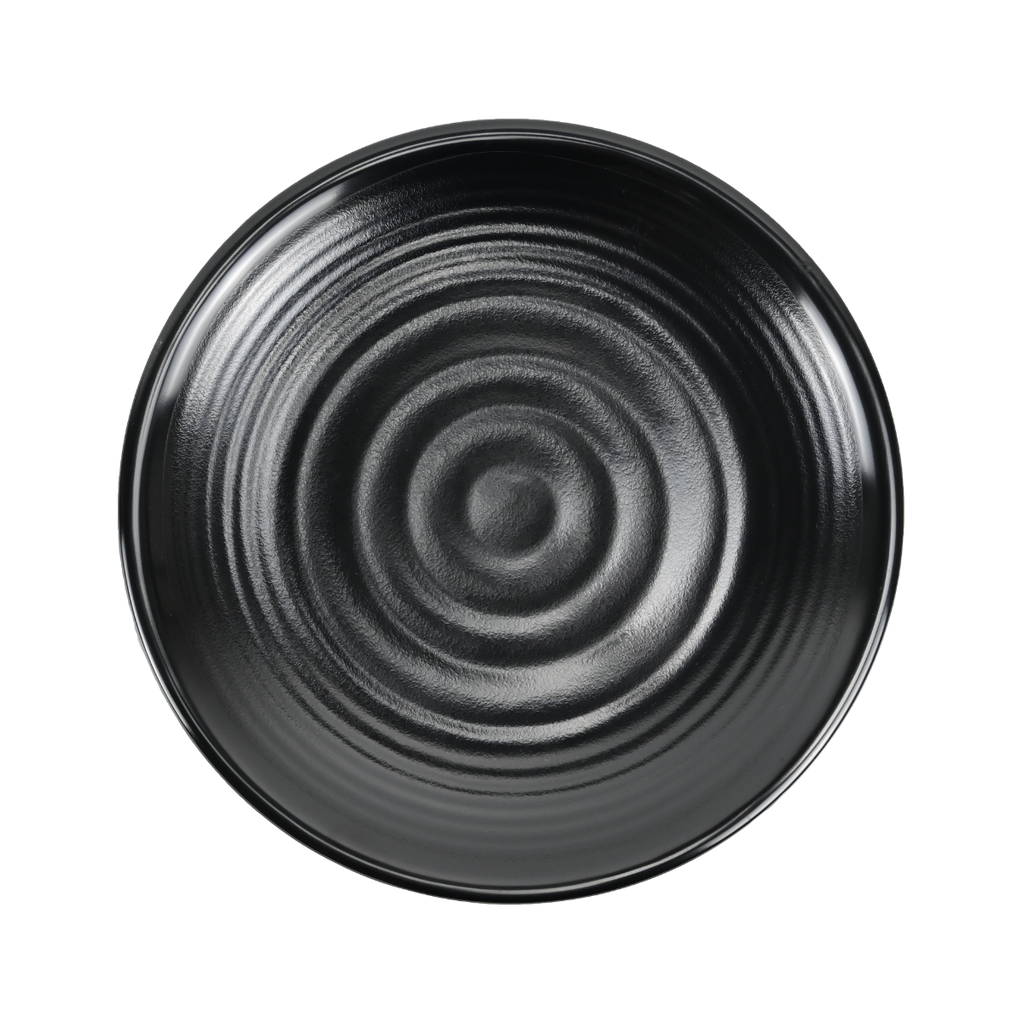 Vague Black Melamine Round Spiral Plate 11"