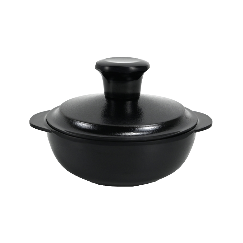 Vague Black Melamine Round Bowl With Lid 5.5"