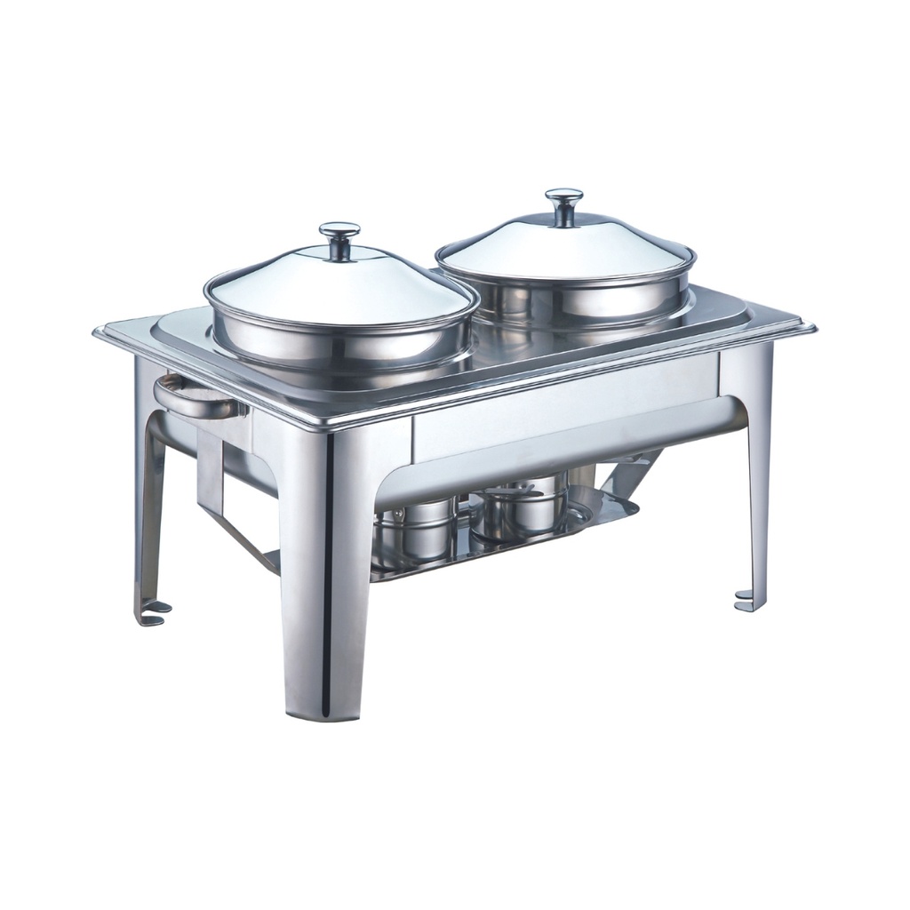 Vague Stainless Steel Double Soup Station 4.5 Liter with Fuel Holder