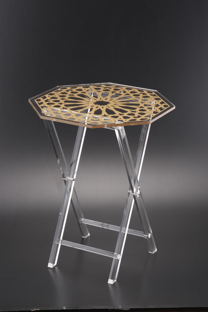 Vague 4 Pcs Table Set W Stand Oval W Gold Printing 40 cm x 40 cm