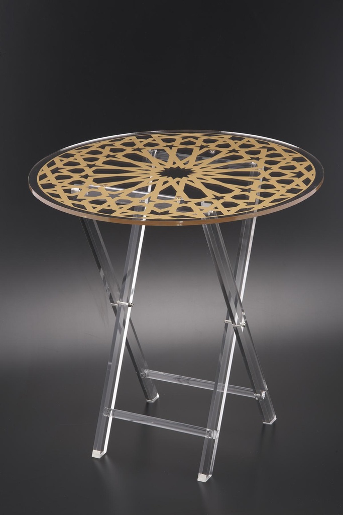 Vague 4 Pcs Table Set W Stand Round W Gold Printing 50 cm