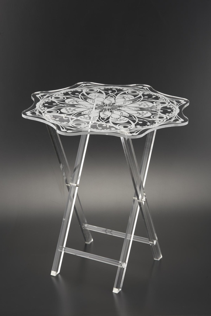 Vague Four Piece Round Star Silver Acrylic Table Set