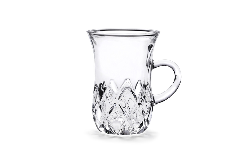 Vague Glass Tea Cup Diamond Belly 100 ml 6 Pieces