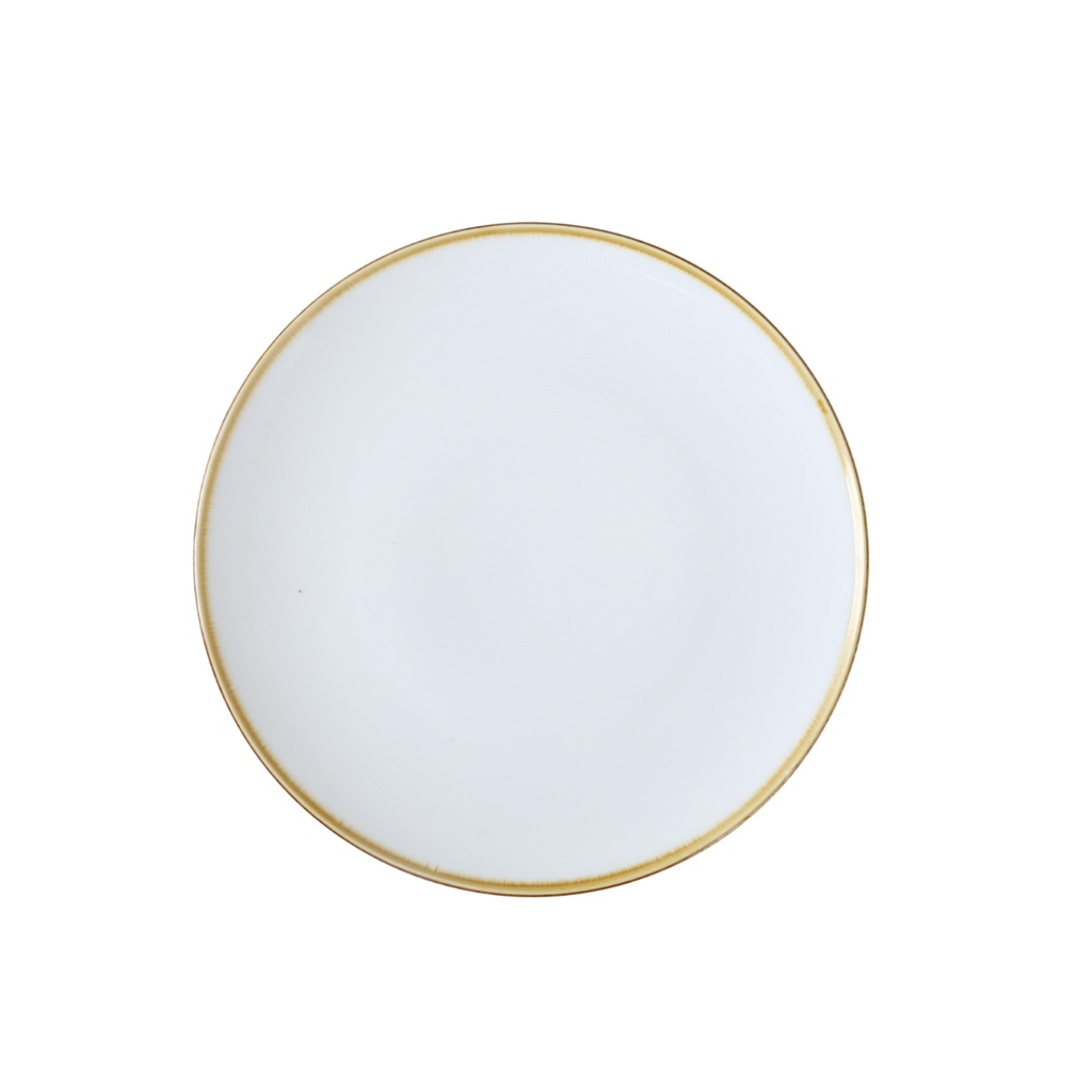 Porceletta Ivory Mocha Rimmed Thin Flat Plate 11"