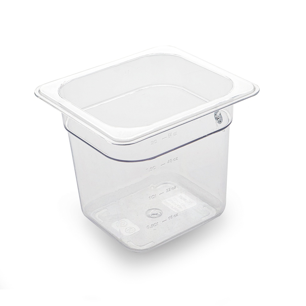 PC Plastic Transparent One Sixth Size Food Pan 15 cm