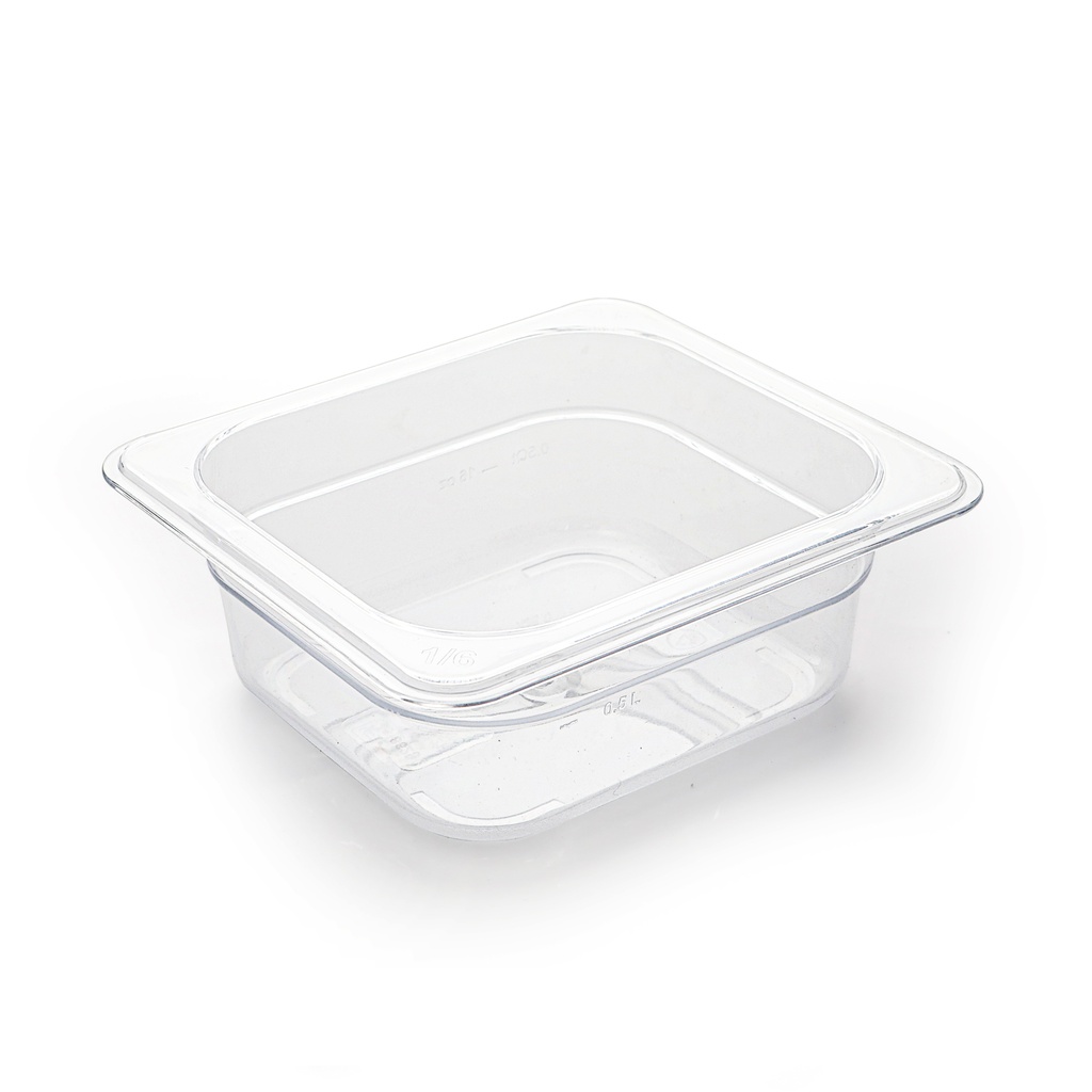 PC Plastic Transparent One Sixth Size Food Pan 6.5 cm