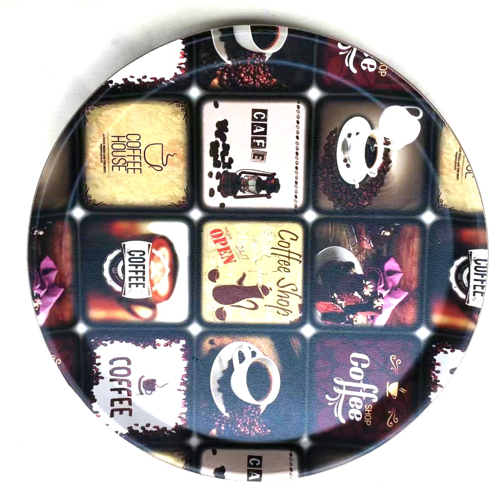 Black & Brown Round Tray 40 cm x 40 cm