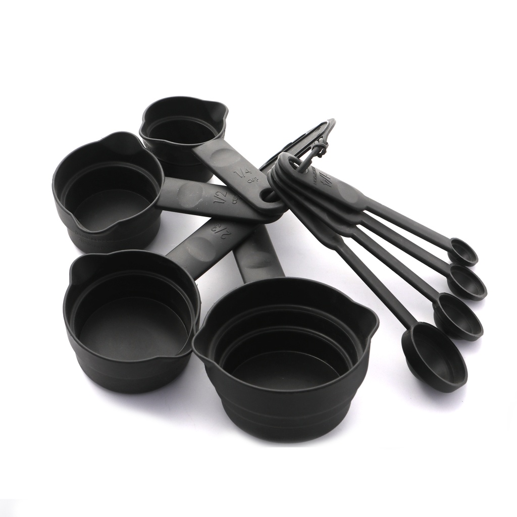 Black Plastic Measuring Cups & Spoon