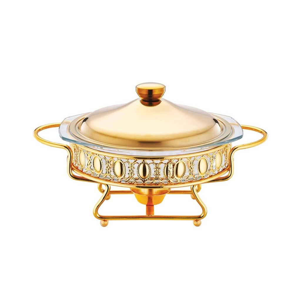 2 Liter Gold Round Stainless Steel Food Warmer