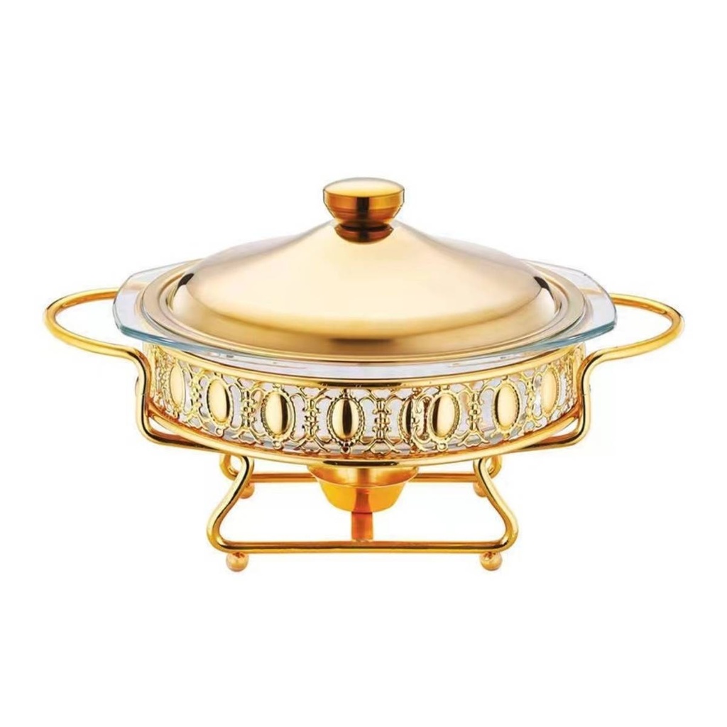 Stainless Steel Round Golden Food Warmer 2 Liter