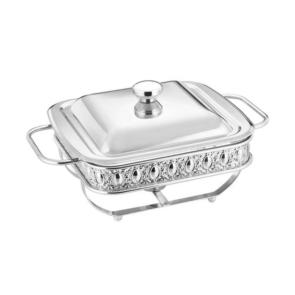 Stainless Steel Square Silver Food Warmer 1.8 Liter