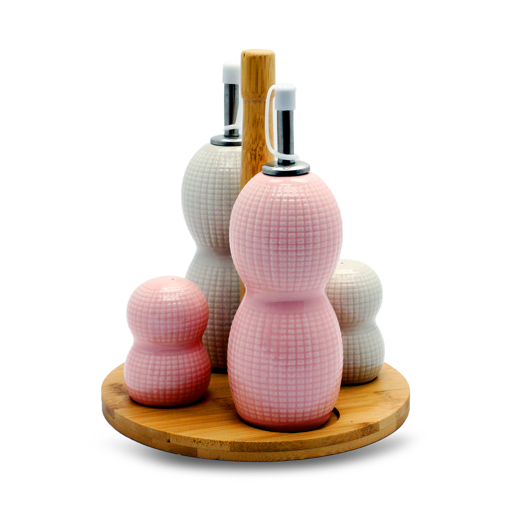 Decopor Porcelain Condiment 5 Pieces Set Grey