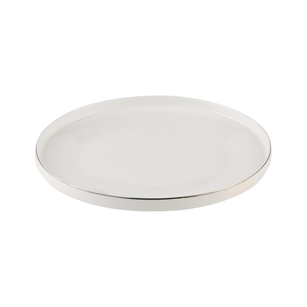 Decopor New Bone China 10.5" Dinner Plate With Silver Rim